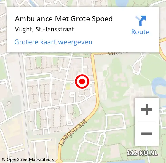 Locatie op kaart van de 112 melding: Ambulance Met Grote Spoed Naar Vught, St.-Jansstraat op 21 mei 2020 17:11