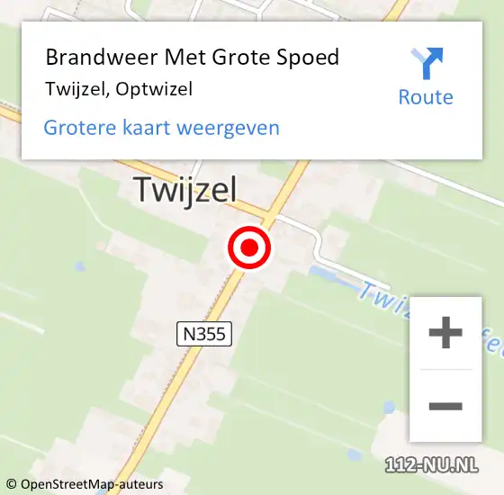 Locatie op kaart van de 112 melding: Brandweer Met Grote Spoed Naar Twijzel, Optwizel op 21 mei 2020 17:48