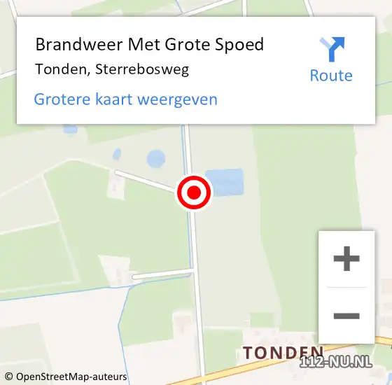 Locatie op kaart van de 112 melding: Brandweer Met Grote Spoed Naar Tonden, Sterrebosweg op 21 mei 2020 18:47