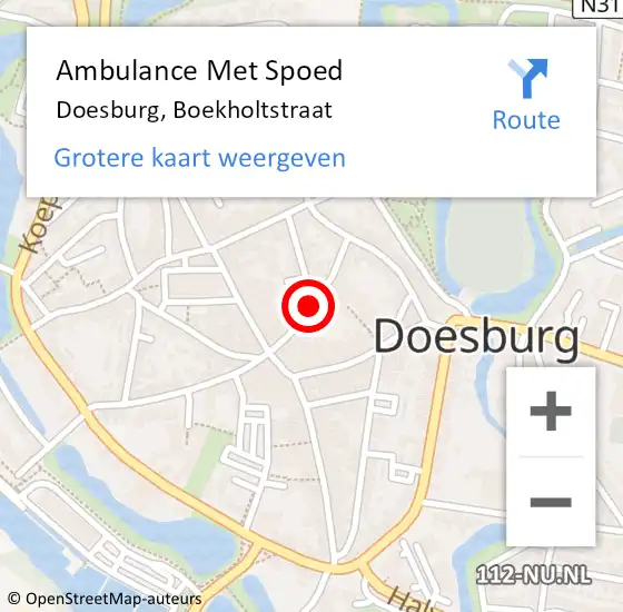 Locatie op kaart van de 112 melding: Ambulance Met Spoed Naar Doesburg, Boekholtstraat op 21 mei 2020 19:06