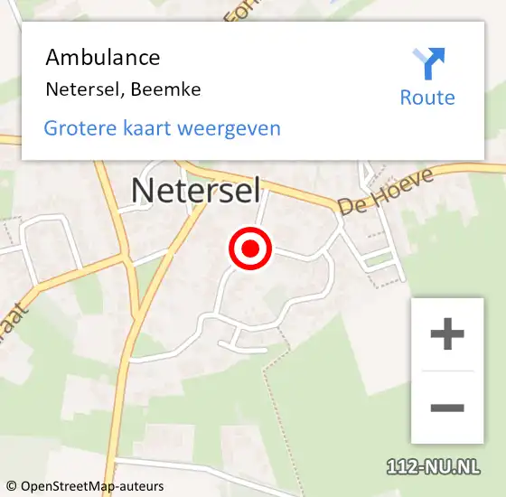 Locatie op kaart van de 112 melding: Ambulance Netersel, Beemke op 21 mei 2020 20:47