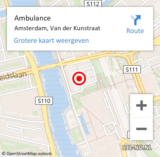 Locatie op kaart van de 112 melding: Ambulance Amsterdam, Van Der Kunstraat op 21 mei 2020 21:18