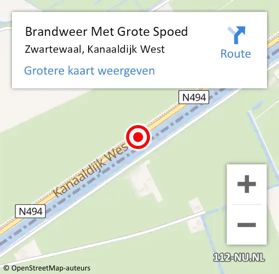 Locatie op kaart van de 112 melding: Brandweer Met Grote Spoed Naar Zwartewaal, Kanaaldijk West op 21 mei 2020 22:07