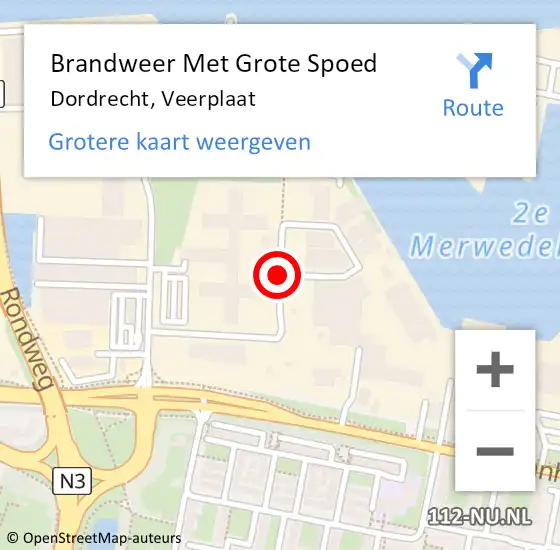 Locatie op kaart van de 112 melding: Brandweer Met Grote Spoed Naar Dordrecht, Veerplaat op 21 mei 2020 23:07