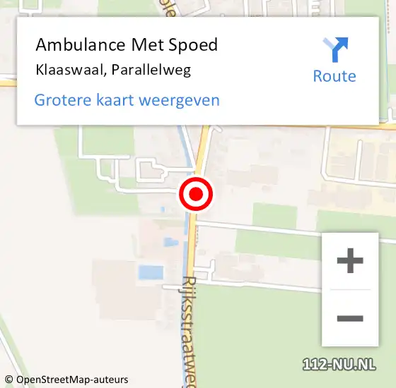 Locatie op kaart van de 112 melding: Ambulance Met Spoed Naar Klaaswaal, Parallelweg op 21 mei 2020 23:19