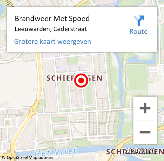 Locatie op kaart van de 112 melding: Brandweer Met Spoed Naar Leeuwarden, Cederstraat op 21 mei 2020 23:46