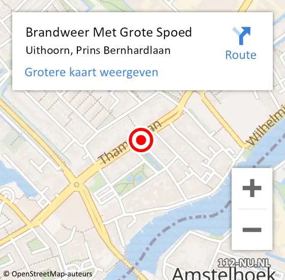 Locatie op kaart van de 112 melding: Brandweer Met Grote Spoed Naar Uithoorn, Prins Bernhardlaan op 21 mei 2020 23:53