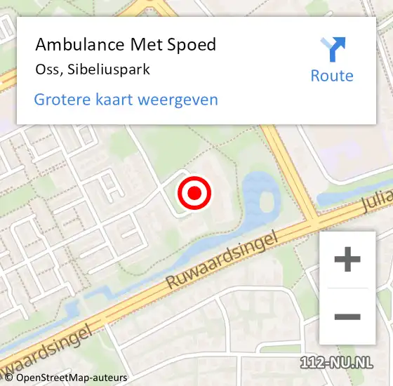 Locatie op kaart van de 112 melding: Ambulance Met Spoed Naar Oss, Sibeliuspark op 22 mei 2020 03:33