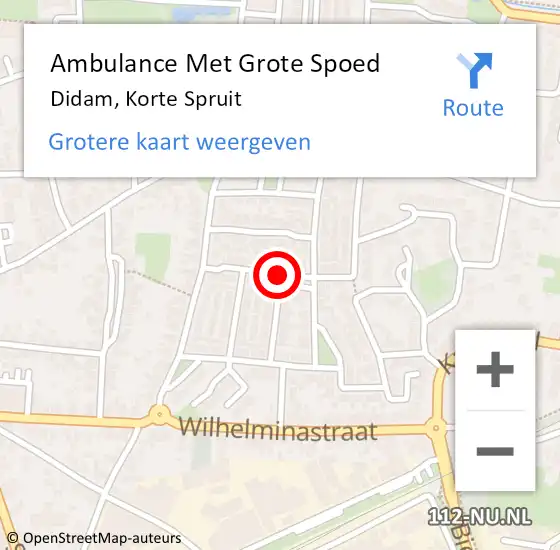 Locatie op kaart van de 112 melding: Ambulance Met Grote Spoed Naar Didam, Korte Spruit op 22 mei 2020 04:12