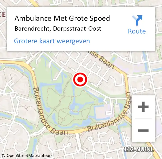 Locatie op kaart van de 112 melding: Ambulance Met Grote Spoed Naar Barendrecht, Dorpsstraat-Oost op 22 mei 2020 08:39