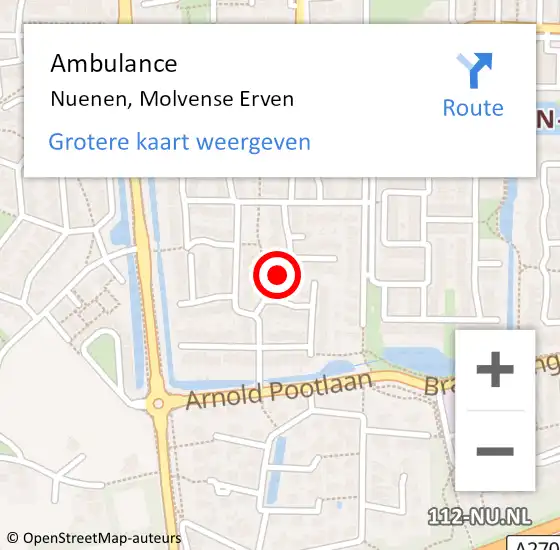 Locatie op kaart van de 112 melding: Ambulance Nuenen, Molvense Erven op 22 mei 2020 11:04