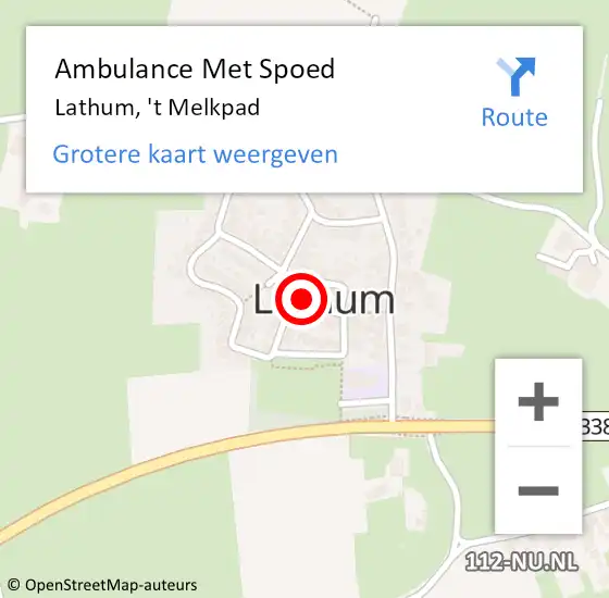 Locatie op kaart van de 112 melding: Ambulance Met Spoed Naar Lathum, 't Melkpad op 22 mei 2020 11:23