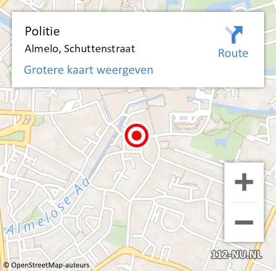 Locatie op kaart van de 112 melding: Politie Almelo, Schuttenstraat op 22 mei 2020 12:01