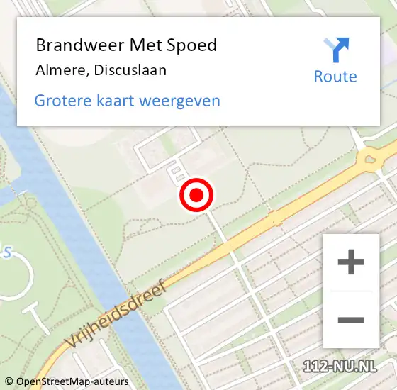 Locatie op kaart van de 112 melding: Brandweer Met Spoed Naar Almere, Discuslaan op 22 mei 2020 12:25