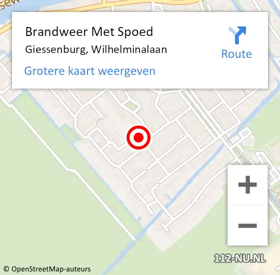 Locatie op kaart van de 112 melding: Brandweer Met Spoed Naar Giessenburg, Wilhelminalaan op 22 mei 2020 12:57