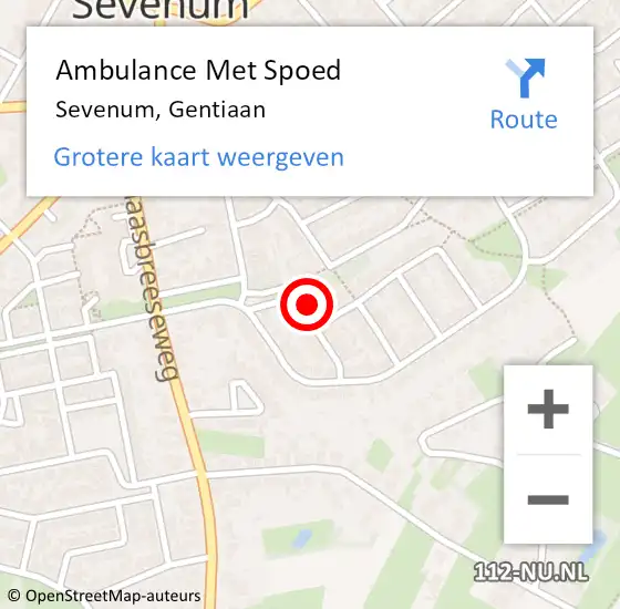 Locatie op kaart van de 112 melding: Ambulance Met Spoed Naar Sevenum, Gentiaan op 7 mei 2014 13:05