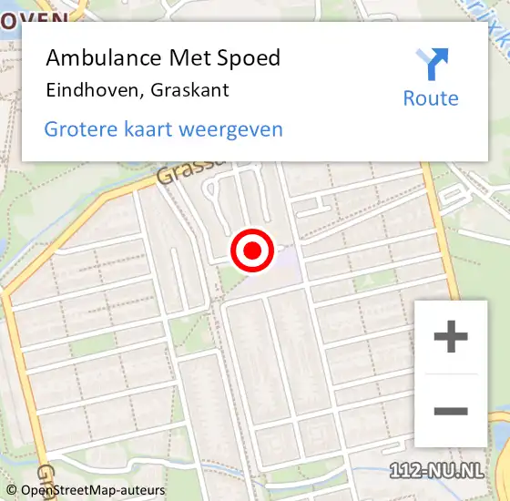 Locatie op kaart van de 112 melding: Ambulance Met Spoed Naar Eindhoven, Graskant op 22 mei 2020 13:21