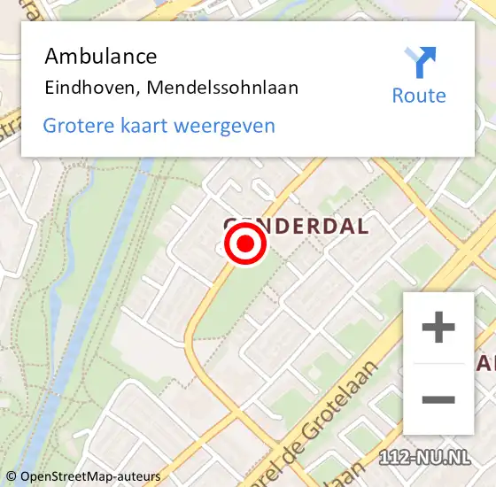 Locatie op kaart van de 112 melding: Ambulance Eindhoven, Mendelssohnlaan op 22 mei 2020 13:23