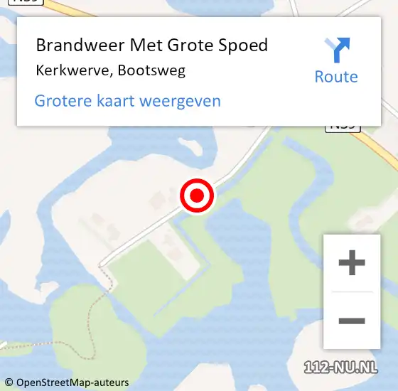 Locatie op kaart van de 112 melding: Brandweer Met Grote Spoed Naar Kerkwerve, Bootsweg op 22 mei 2020 14:14