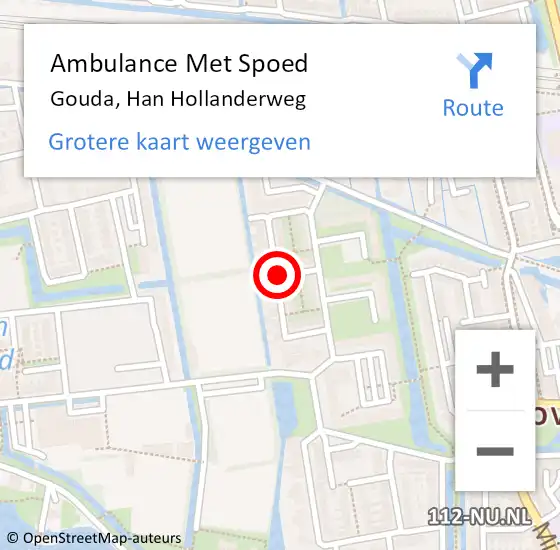 Locatie op kaart van de 112 melding: Ambulance Met Spoed Naar Gouda, Han Hollanderweg op 22 mei 2020 16:22