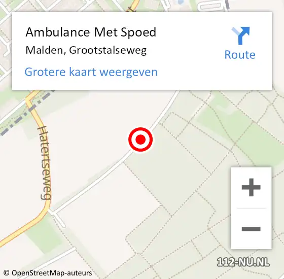 Locatie op kaart van de 112 melding: Ambulance Met Spoed Naar Malden, Grootstalseweg op 22 mei 2020 16:25