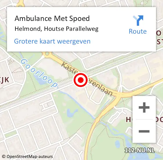 Locatie op kaart van de 112 melding: Ambulance Met Spoed Naar Helmond, Houtse Parallelweg op 22 mei 2020 16:33