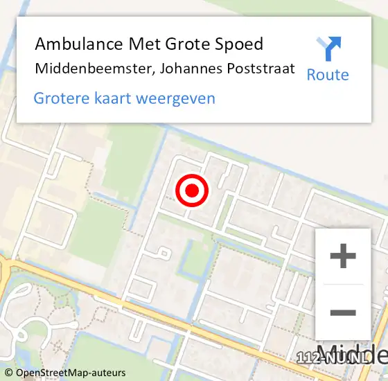 Locatie op kaart van de 112 melding: Ambulance Met Grote Spoed Naar Middenbeemster, Johannes Poststraat op 22 mei 2020 16:44