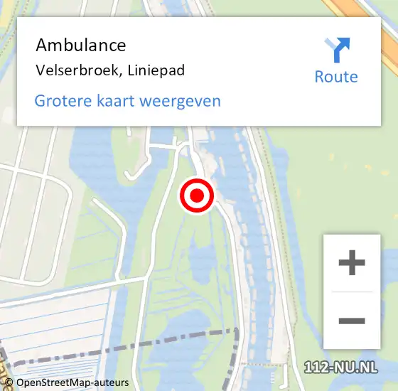 Locatie op kaart van de 112 melding: Ambulance Velserbroek, Liniepad op 22 mei 2020 16:50