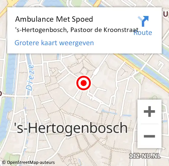 Locatie op kaart van de 112 melding: Ambulance Met Spoed Naar 's-Hertogenbosch, Pastoor de Kroonstraat op 22 mei 2020 17:27