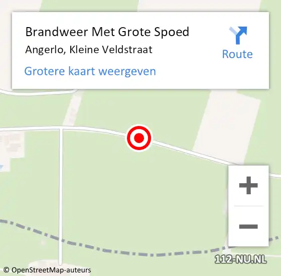 Locatie op kaart van de 112 melding: Brandweer Met Grote Spoed Naar Angerlo, Kleine Veldstraat op 22 mei 2020 17:55