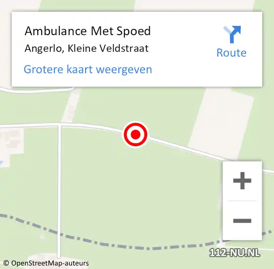 Locatie op kaart van de 112 melding: Ambulance Met Spoed Naar Angerlo, Kleine Veldstraat op 22 mei 2020 18:37