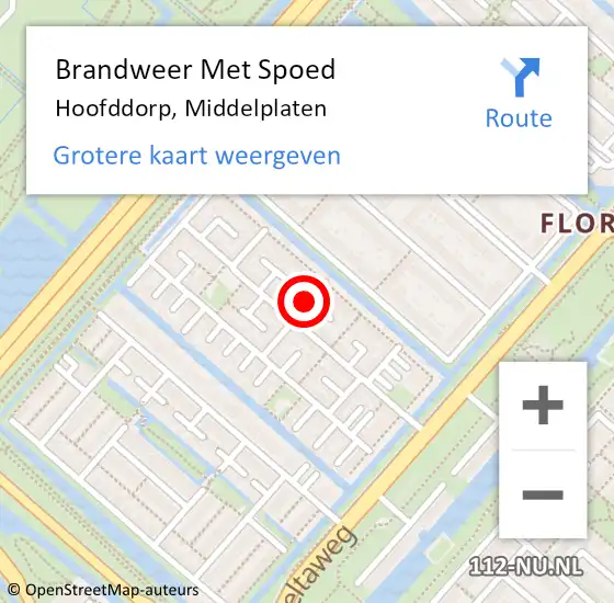 Locatie op kaart van de 112 melding: Brandweer Met Spoed Naar Hoofddorp, Middelplaten op 22 mei 2020 19:03