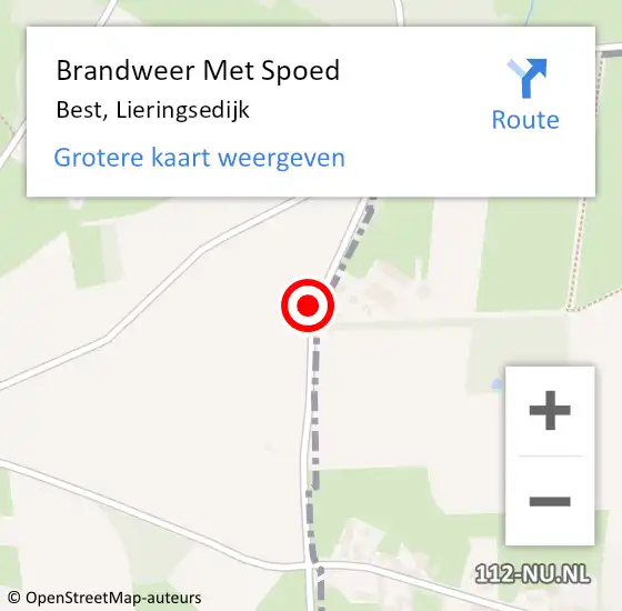 Locatie op kaart van de 112 melding: Brandweer Met Spoed Naar Best, Lieringsedijk op 22 mei 2020 19:39