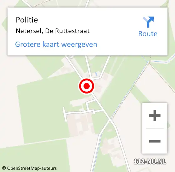 Locatie op kaart van de 112 melding: Politie Netersel, De Ruttestraat op 22 mei 2020 19:42