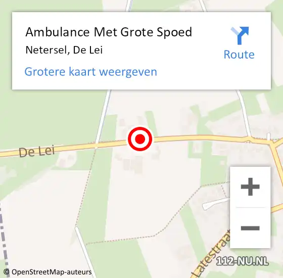 Locatie op kaart van de 112 melding: Ambulance Met Grote Spoed Naar Netersel, De Lei op 22 mei 2020 19:43