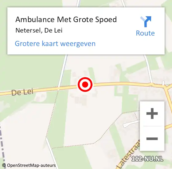 Locatie op kaart van de 112 melding: Ambulance Met Grote Spoed Naar Netersel, De Lei op 22 mei 2020 20:03