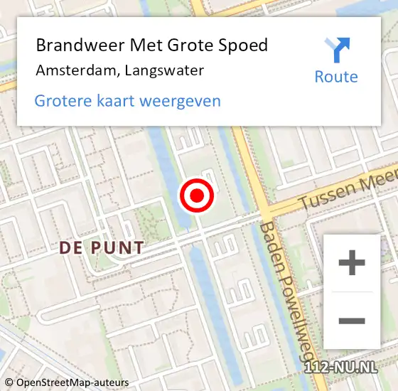 Locatie op kaart van de 112 melding: Brandweer Met Grote Spoed Naar Amsterdam, Langswater op 22 mei 2020 20:06