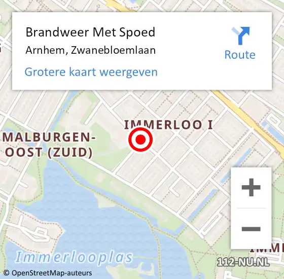 Locatie op kaart van de 112 melding: Brandweer Met Spoed Naar Arnhem, Zwanebloemlaan op 23 mei 2020 00:21
