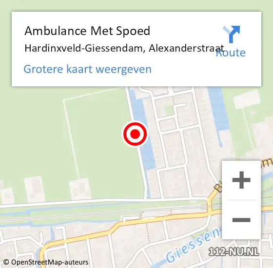 Locatie op kaart van de 112 melding: Ambulance Met Spoed Naar Hardinxveld-Giessendam, Alexanderstraat op 23 mei 2020 01:24