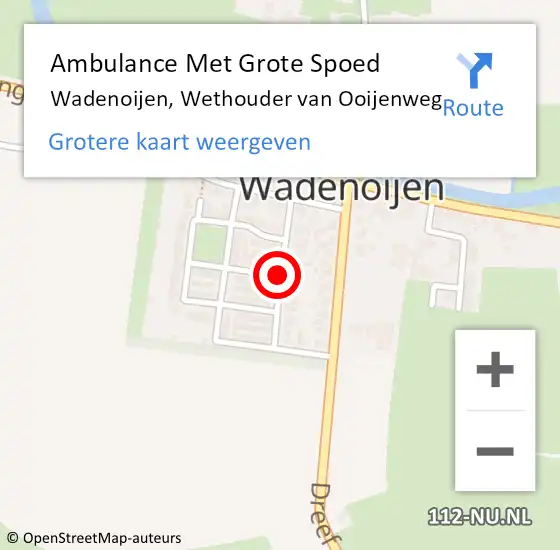 Locatie op kaart van de 112 melding: Ambulance Met Grote Spoed Naar Wadenoijen, Wethouder van Ooijenweg op 23 mei 2020 06:08