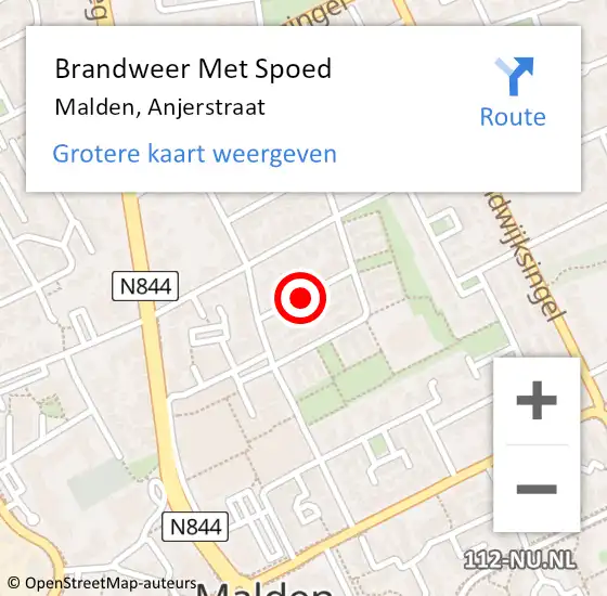 Locatie op kaart van de 112 melding: Brandweer Met Spoed Naar Malden, Anjerstraat op 23 mei 2020 10:17