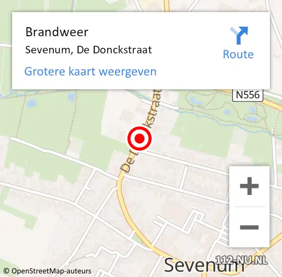 Locatie op kaart van de 112 melding: Brandweer Sevenum, De Donckstraat op 23 mei 2020 10:23