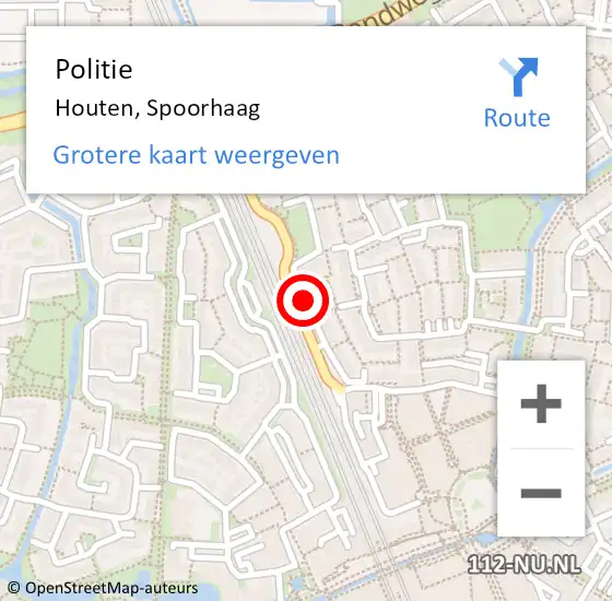 Locatie op kaart van de 112 melding: Politie Houten, Spoorhaag op 23 mei 2020 11:04