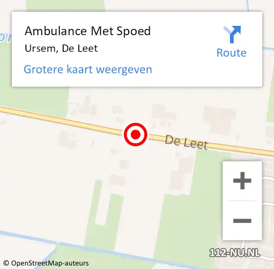 Locatie op kaart van de 112 melding: Ambulance Met Spoed Naar Ursem, De Leet op 23 mei 2020 11:17