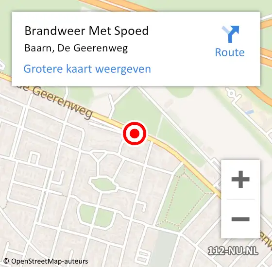 Locatie op kaart van de 112 melding: Brandweer Met Spoed Naar Baarn, De Geerenweg op 23 mei 2020 11:23