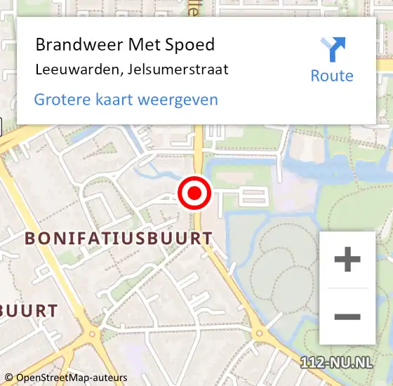 Locatie op kaart van de 112 melding: Brandweer Met Spoed Naar Leeuwarden, Jelsumerstraat op 23 mei 2020 13:37