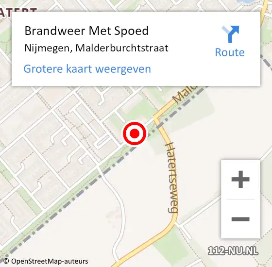 Locatie op kaart van de 112 melding: Brandweer Met Spoed Naar Nijmegen, Malderburchtstraat op 23 mei 2020 14:06