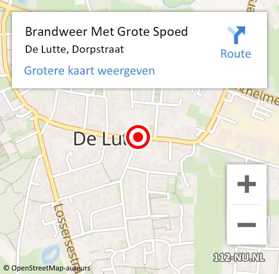 Locatie op kaart van de 112 melding: Brandweer Met Grote Spoed Naar De Lutte, Dorpstraat op 23 mei 2020 14:34