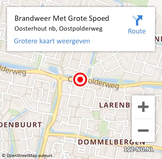 Locatie op kaart van de 112 melding: Brandweer Met Grote Spoed Naar Oosterhout nb, Oostpolderweg op 23 mei 2020 14:39