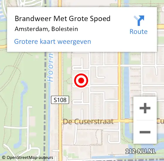 Locatie op kaart van de 112 melding: Brandweer Met Grote Spoed Naar Amsterdam, Bolestein op 23 mei 2020 14:40
